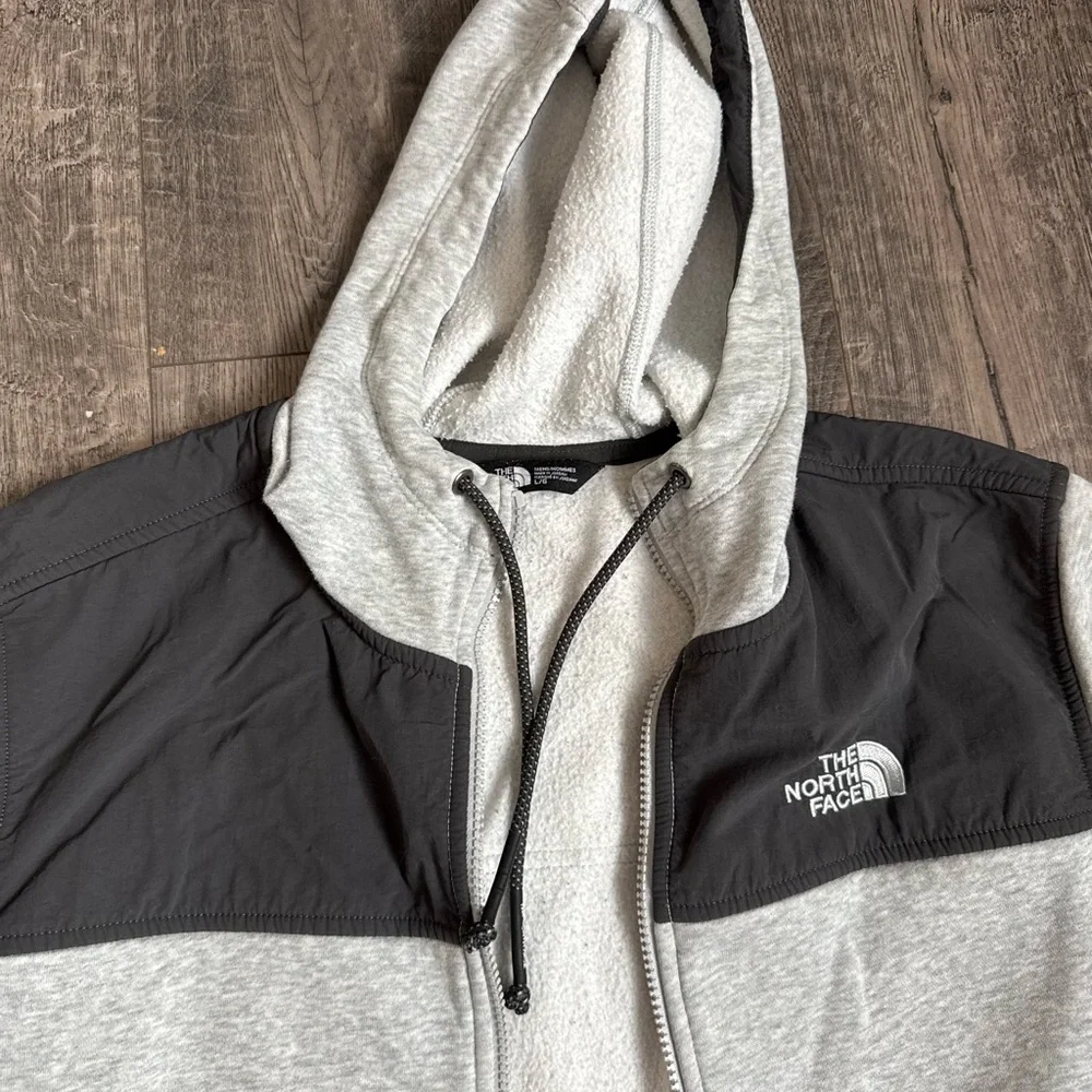 The North Face Light Gray and Black Hooded Performance Jacket